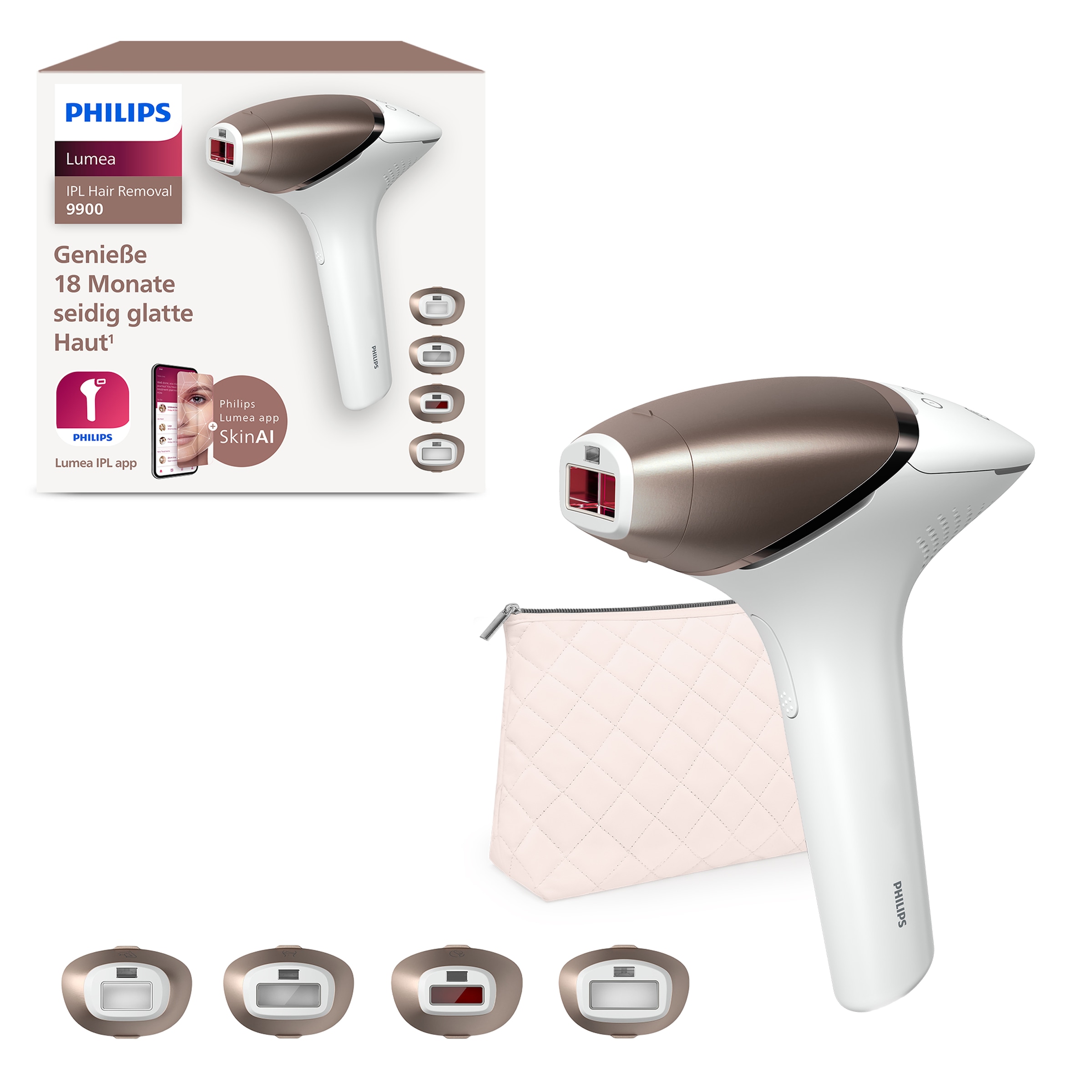 Philips IPL-Haarentferner »Lumea S9900 BRI951/01« 450.000 Lichtimpulse kabellos, 2 SkinAI Funktionen