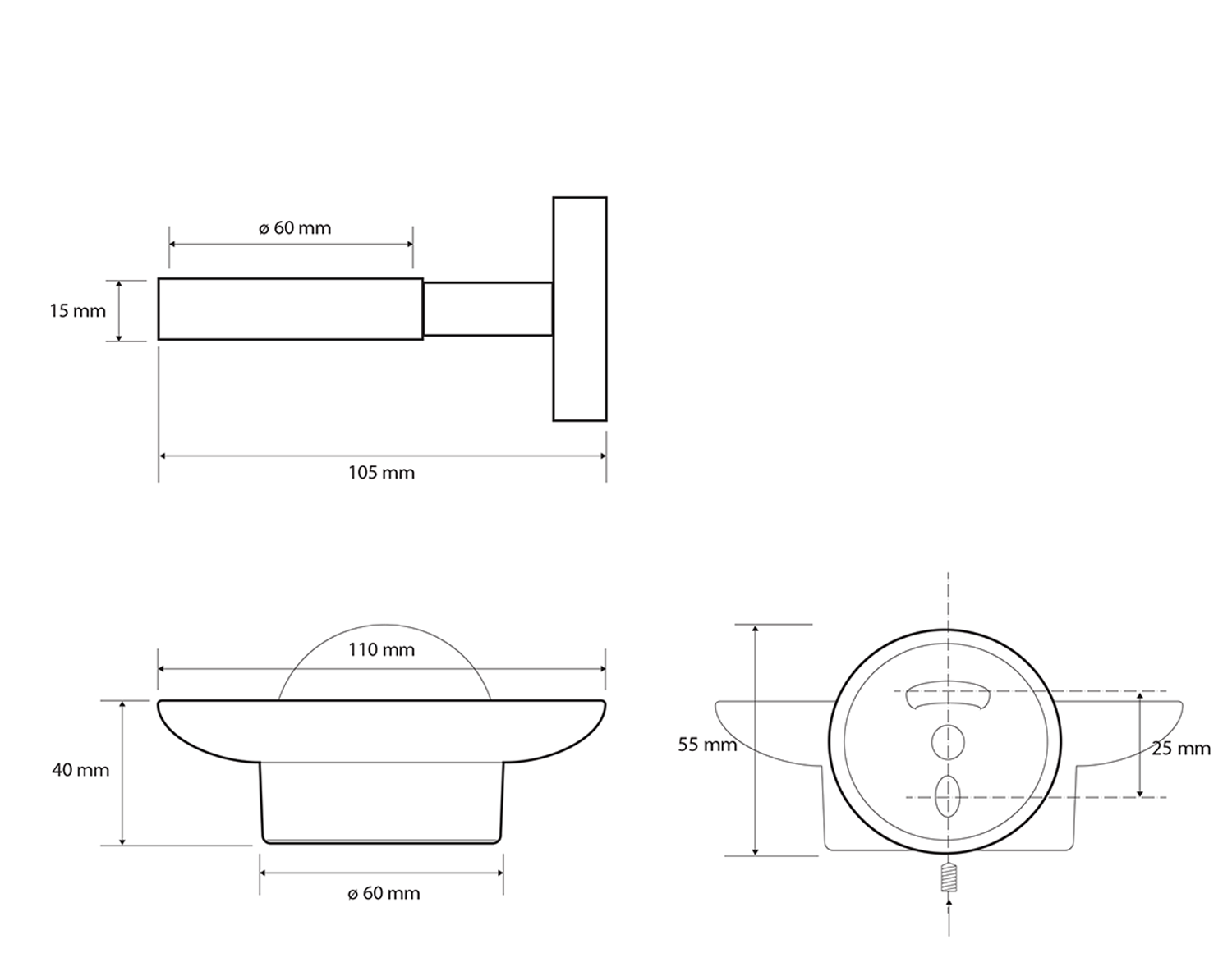 Sapho X-Round zeephouder rond wit