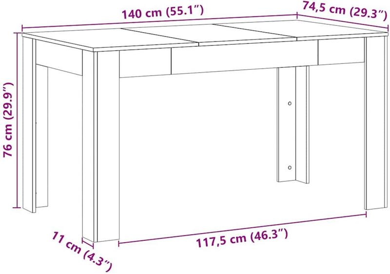 vidaXL - Eettafel - Artisan Eiken - Bewerkt Hout