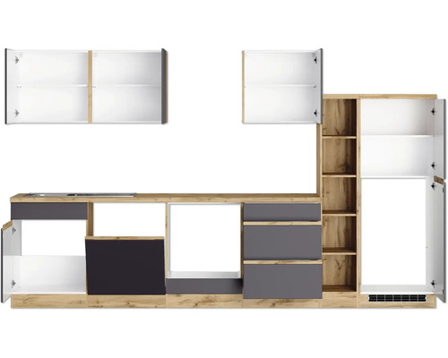 Held Furniture Keukenmeubel zonder apparatuur PISA 330 cm grijs mat gedemonteerd omkeerbaar variant 1106.6311