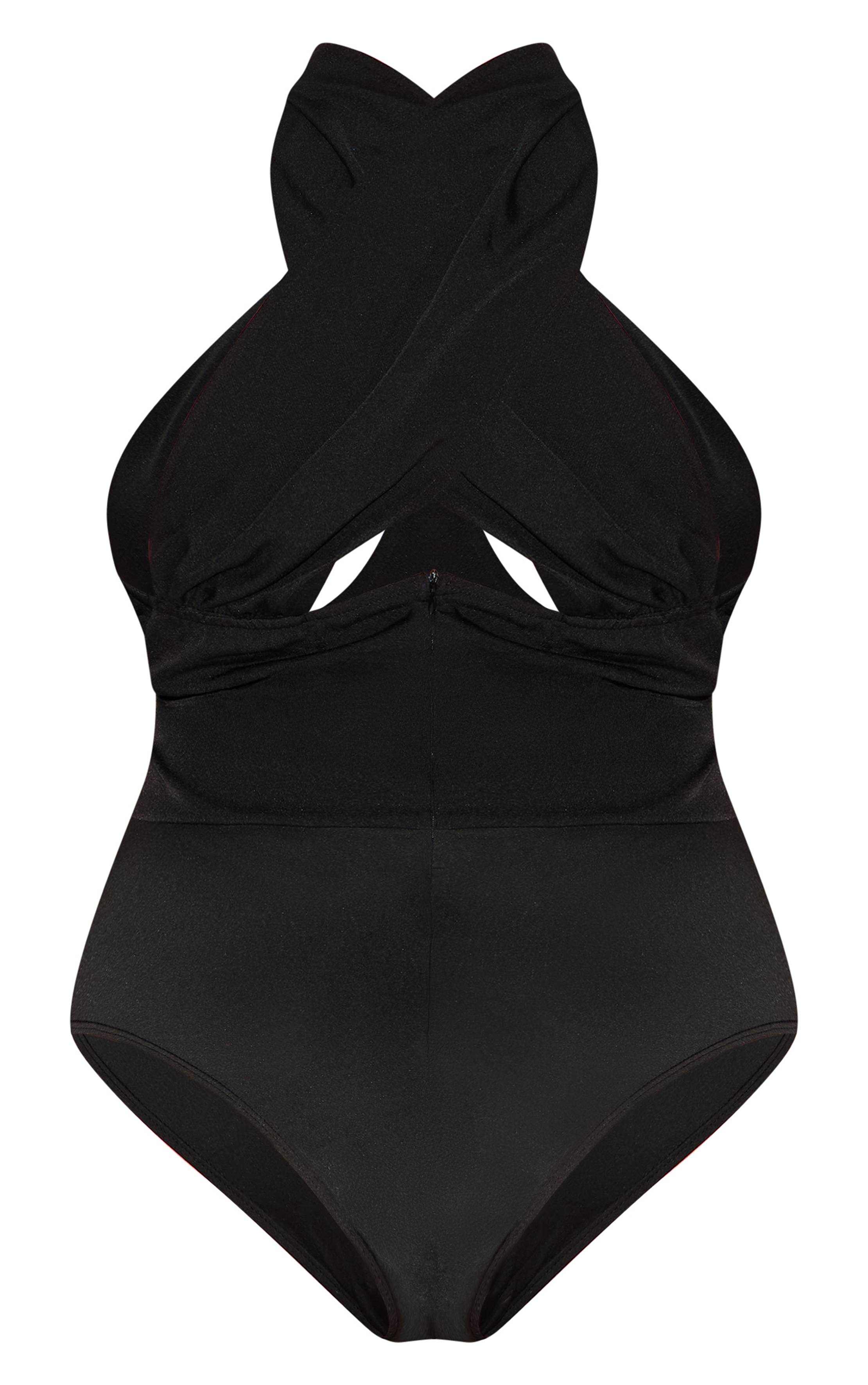 Noir Body Grande Taille Tissé À Bretelles Croisées Avec Armatures