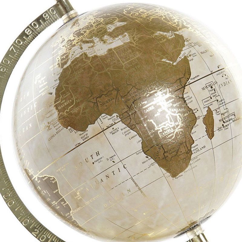 Wereldbol - Creme/Goud - Aluminium Voet - Diameter 20 cm