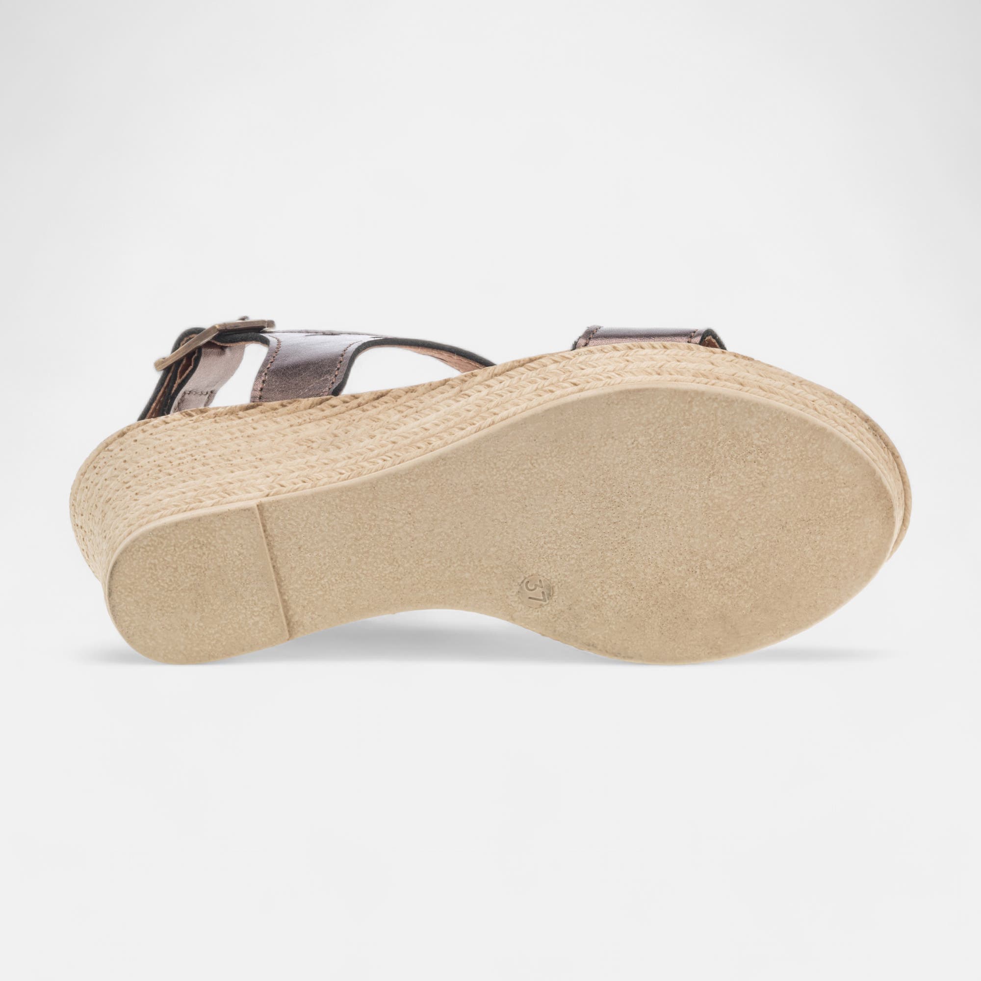 Nu-pieds à talon compensé Femme en cuir bronze