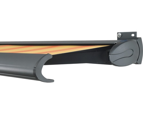 SOLUNA cassettescherm Exclusiv 2x1,5 doekdesign 320180 frame RAL 7016 antracietgrijs aandrijving rechts incl. motor en wandschakelaar
