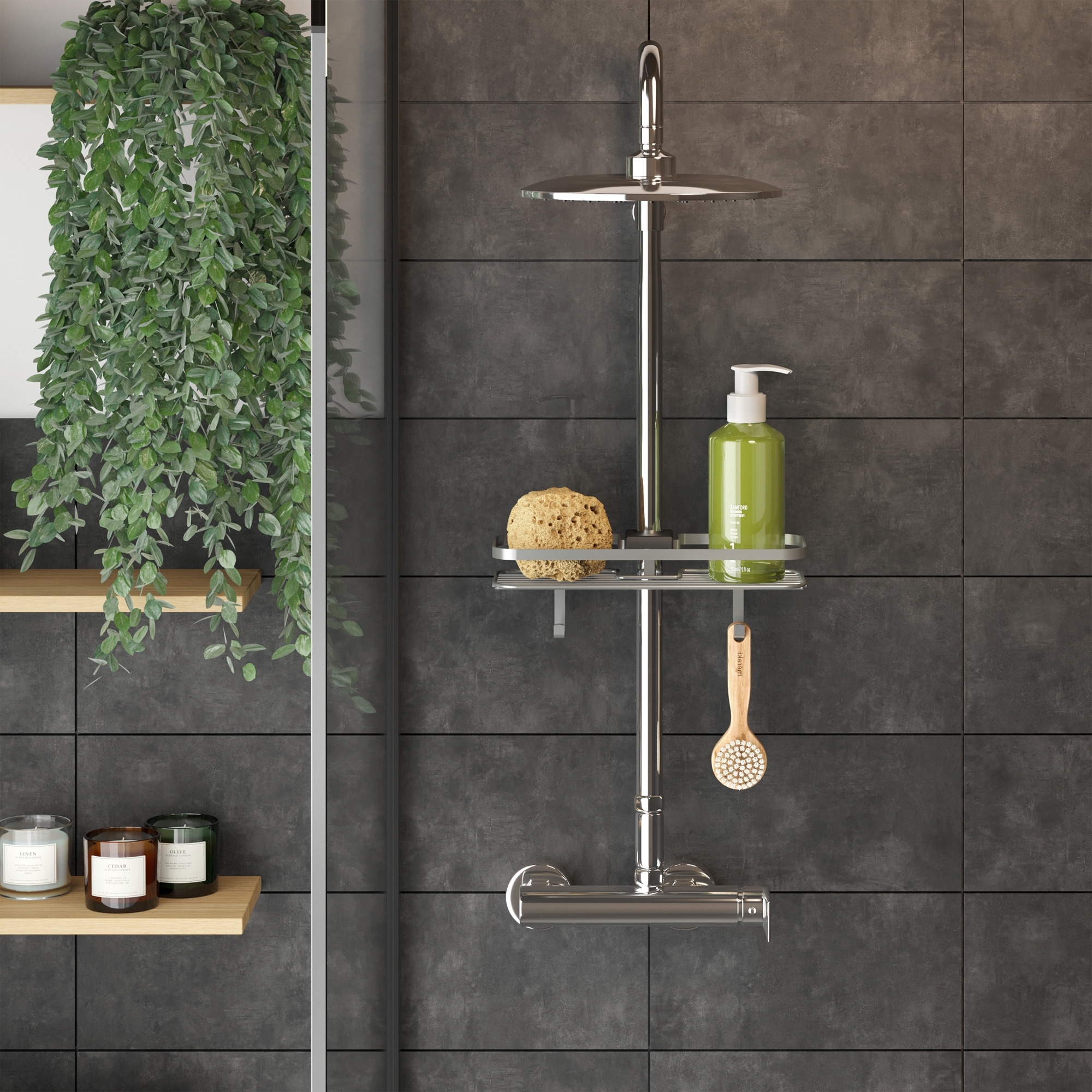 Metaltex Origin Luxy Ablage für die Brausestange einstellbar für Ø 18–25 mm
