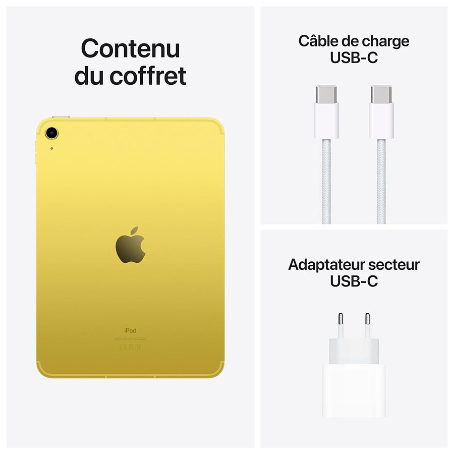Apple iPad Wi-Fi + Cellular 10.9 - 64 Go - Jaune (10 ème génération)