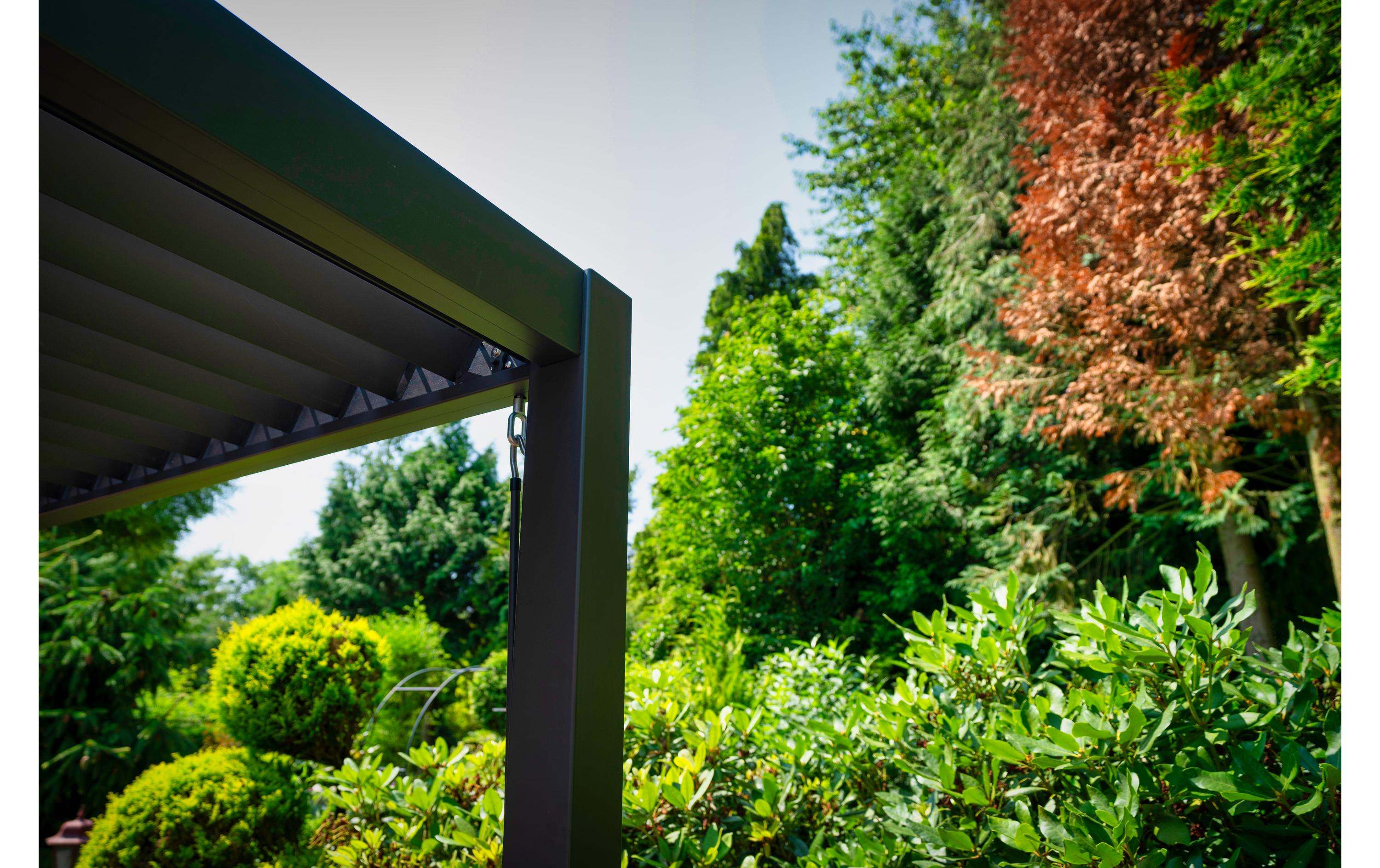 Alu-Pergola, Schwarz, 300 x 300 x 250 cm<br>Pergola mit kippbaren Lamellen