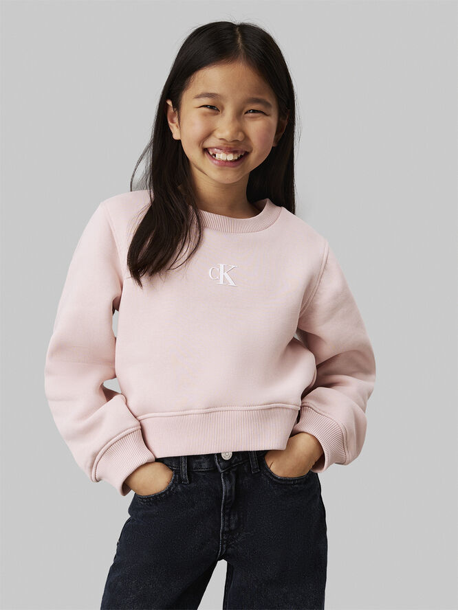 Calvin Klein CK LOGO CN FLEECE SWEATSHIRT Peach whip