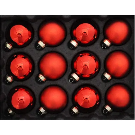Riffelmacher Weihnachtsglaskugeln im Koffer, rot, 24 Stück