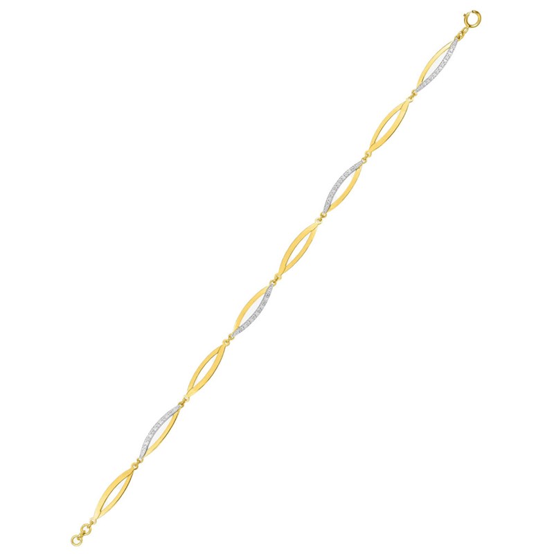 Bracelet Femme - Oxyde de zirconium - Or 18 Carats - Longueur : 18 cm