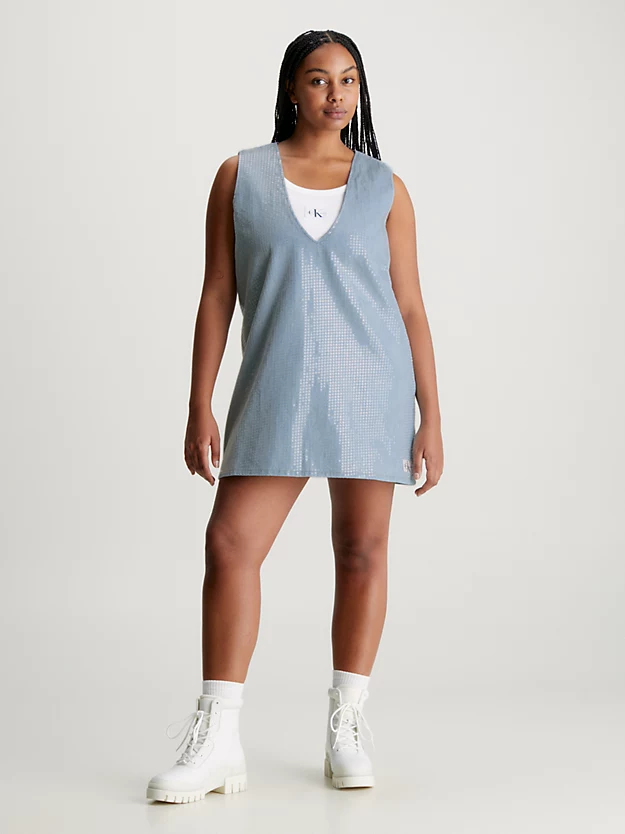 Minivestido jeans com lantejoulas