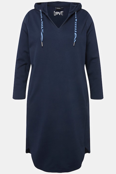 Loungewear-Kleid, Kapuze, Taschen, Langarm