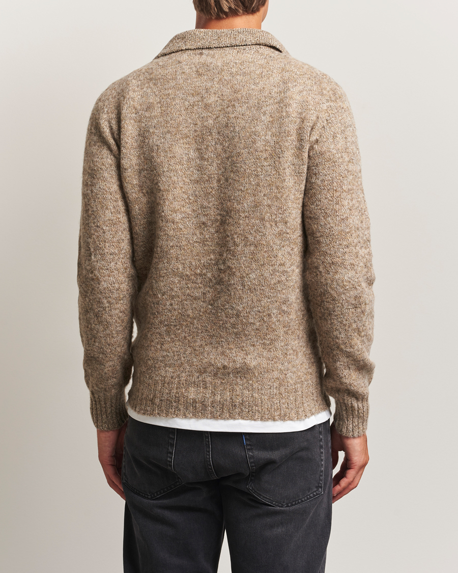 Harley Of Scotland Brushed Supersoft Lambswool Polo Pebble