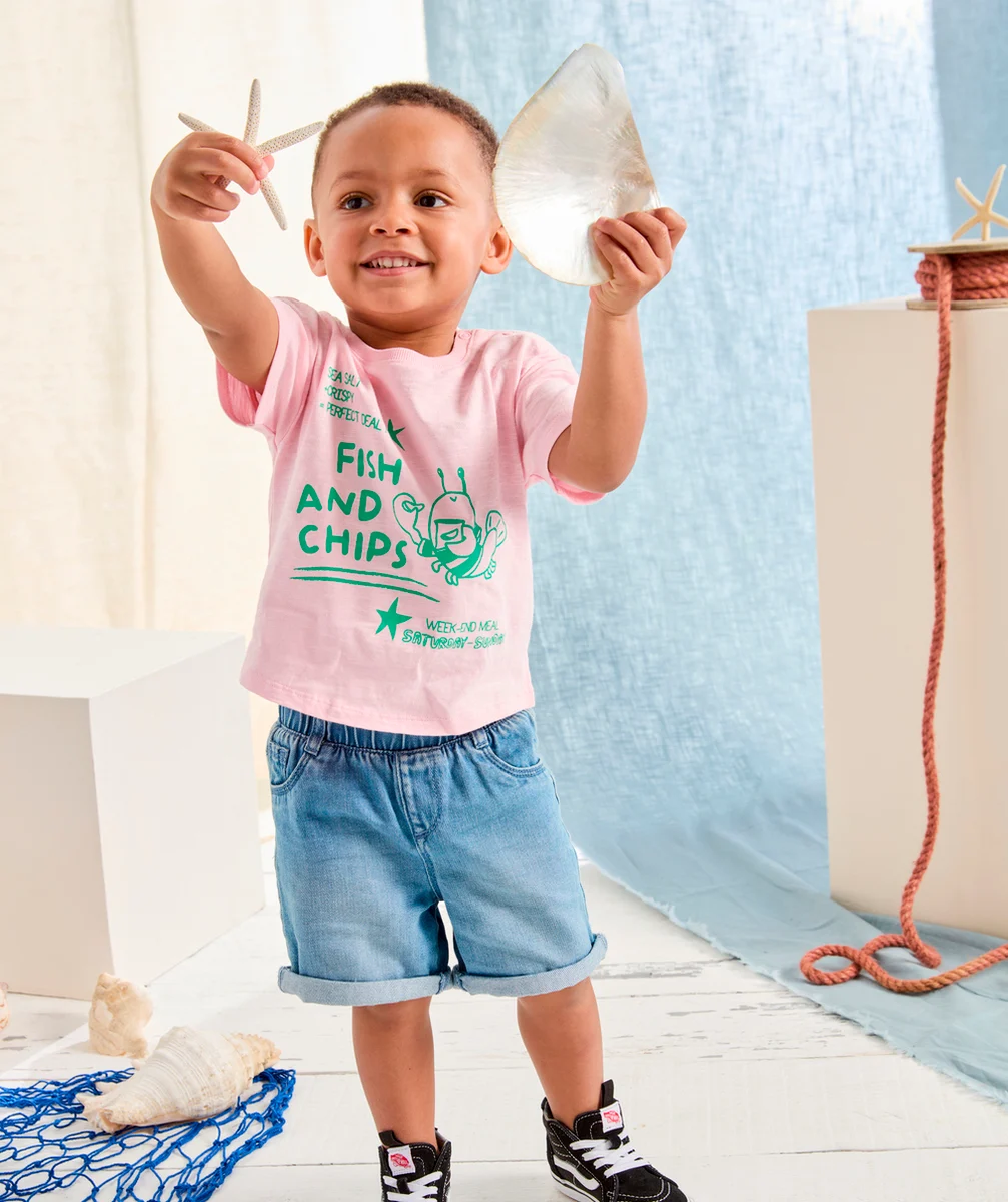 BERMUDA BÉBÉ GARÇON EN COTON DENIM À FAIBLE IMPACT ENVIRONNEMENTAL