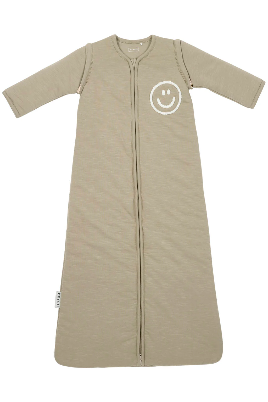 winter slaapzak Slub met Smile applicatie taupe/offwhite