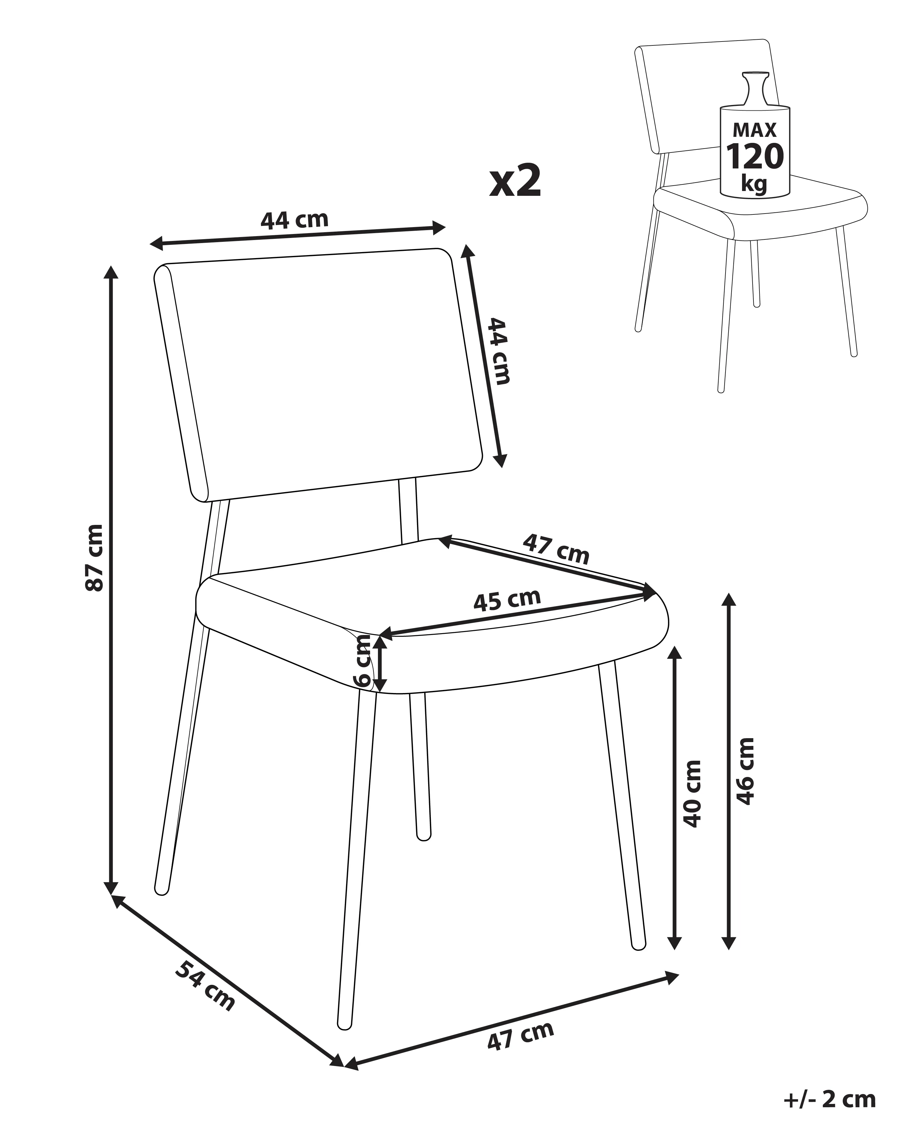 Set van 2 eetkamerstoelen STURGIS Corduroy Taupe