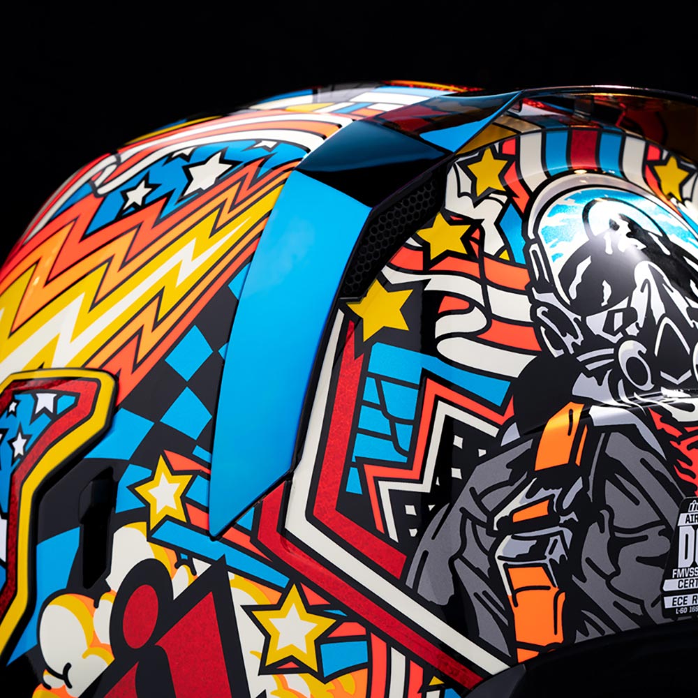 Icon - Casque Airflite Flyboy™ Turquoise / Jaune / Rouge