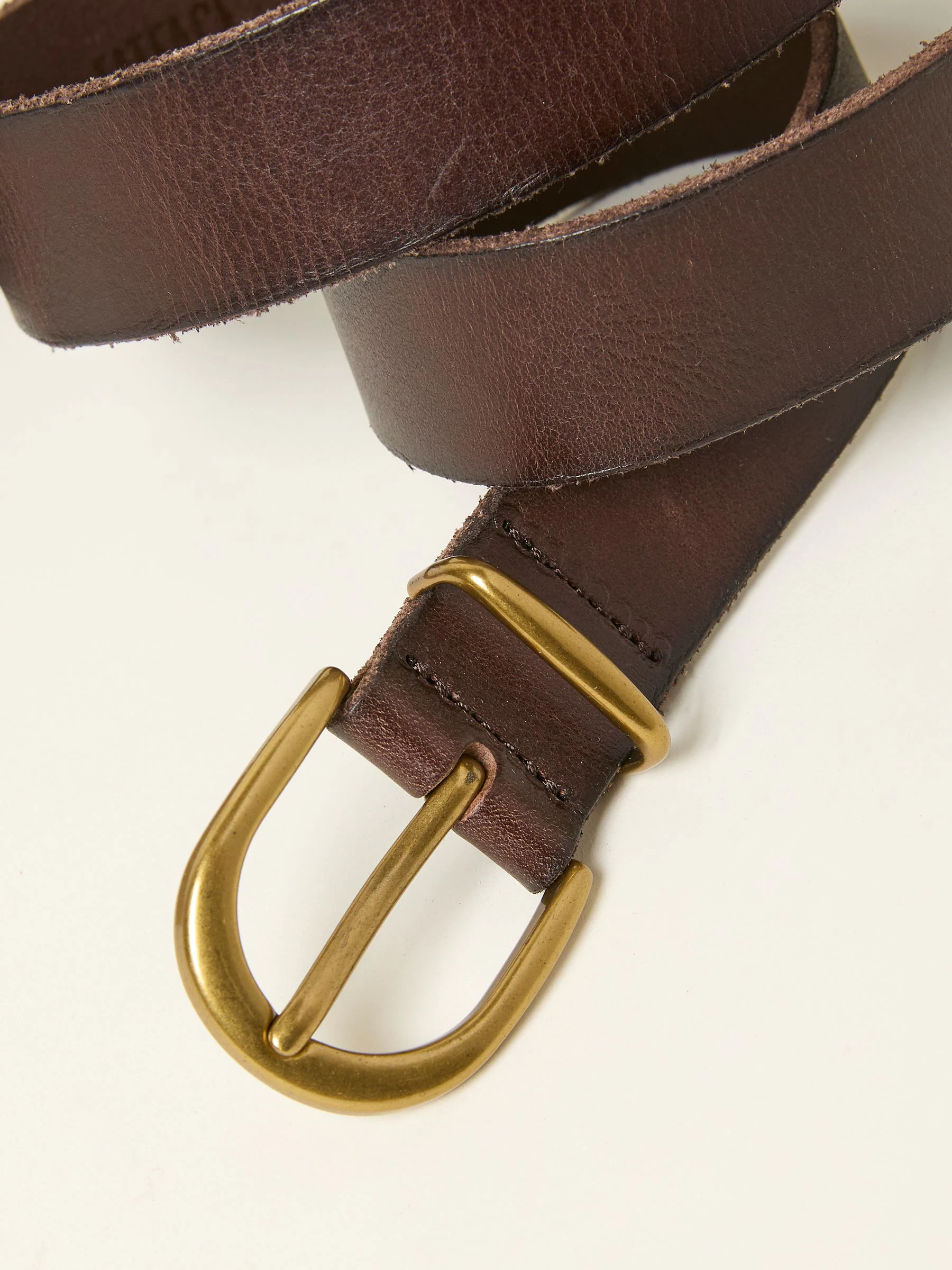 Chocoladebruin - FatFace effen leren riem