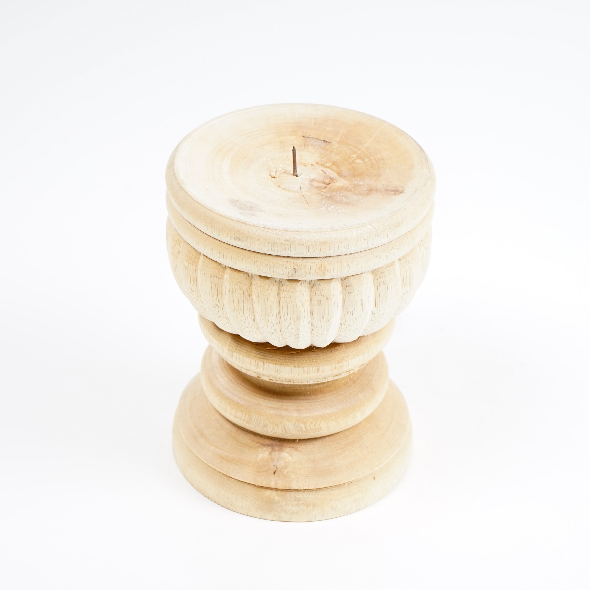 Handgeschnitzter Kerzenhalter, natur, Ø 16 cm, H 20 cm von fischer's lagerhaus
