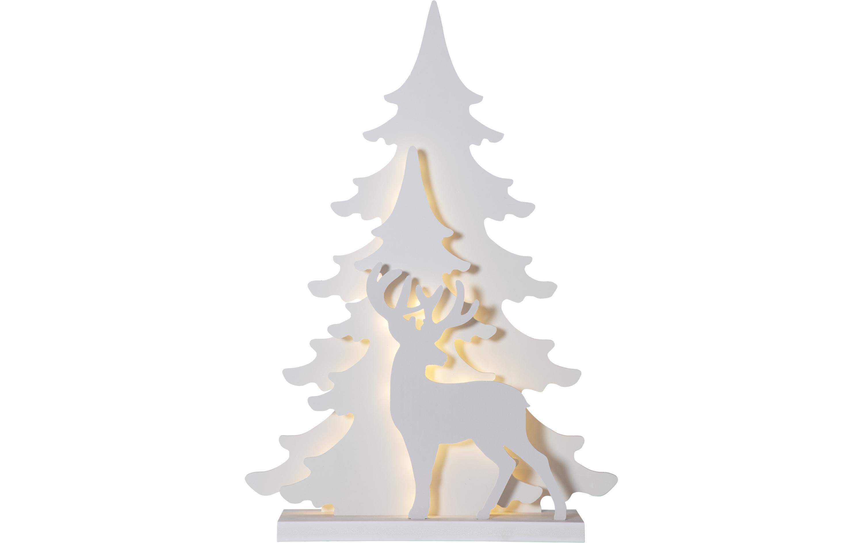 Tischdeko Grandy 70 cm, 36 LED, Holz, WeissBeleuchtete Weihnachtssilhouette