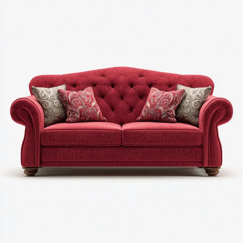 2-Sitzer-Sofa Samt 150x90x85 cm – Rot – Klassisches Design