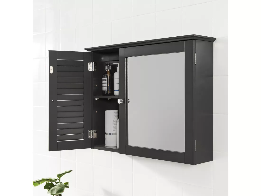 Armoire Miroir Meuble Haut De Salle De Bain Armoire Suspendue Avec Porte Miroir Commode, BZr55-dg