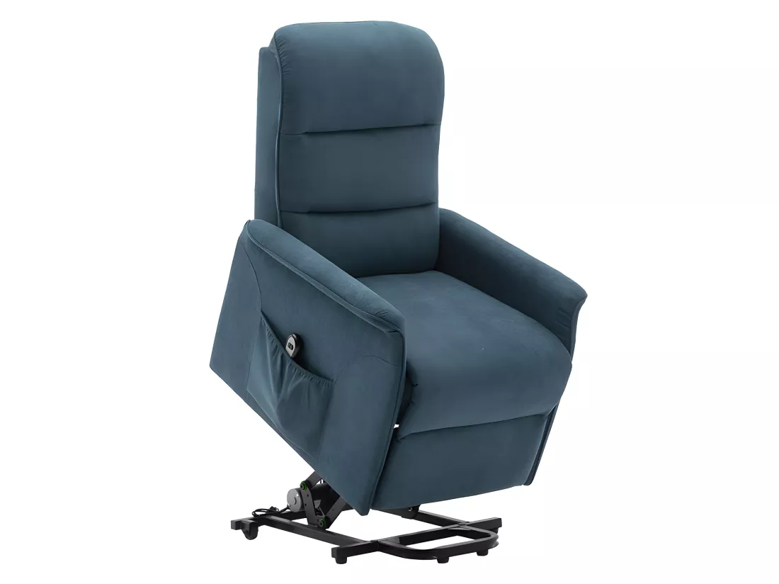 Fauteuil releveur électrique en tissu bleu CAPUCINE