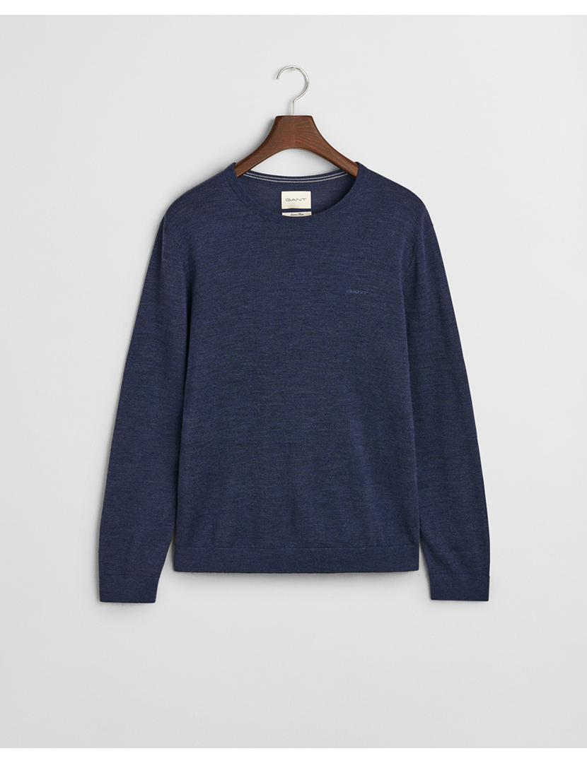 Ultra-fine Blue Merino Wool Sweatshirt