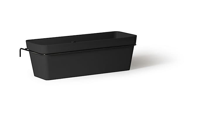 Jardinière plastique Jardifer Cleo anthracite 50 x 19 x h.16 cm + support