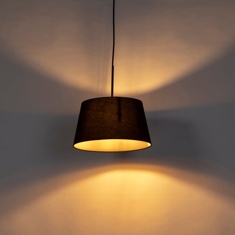 Hanglamp met katoenen kap zwart met goud 32 cm - Combi