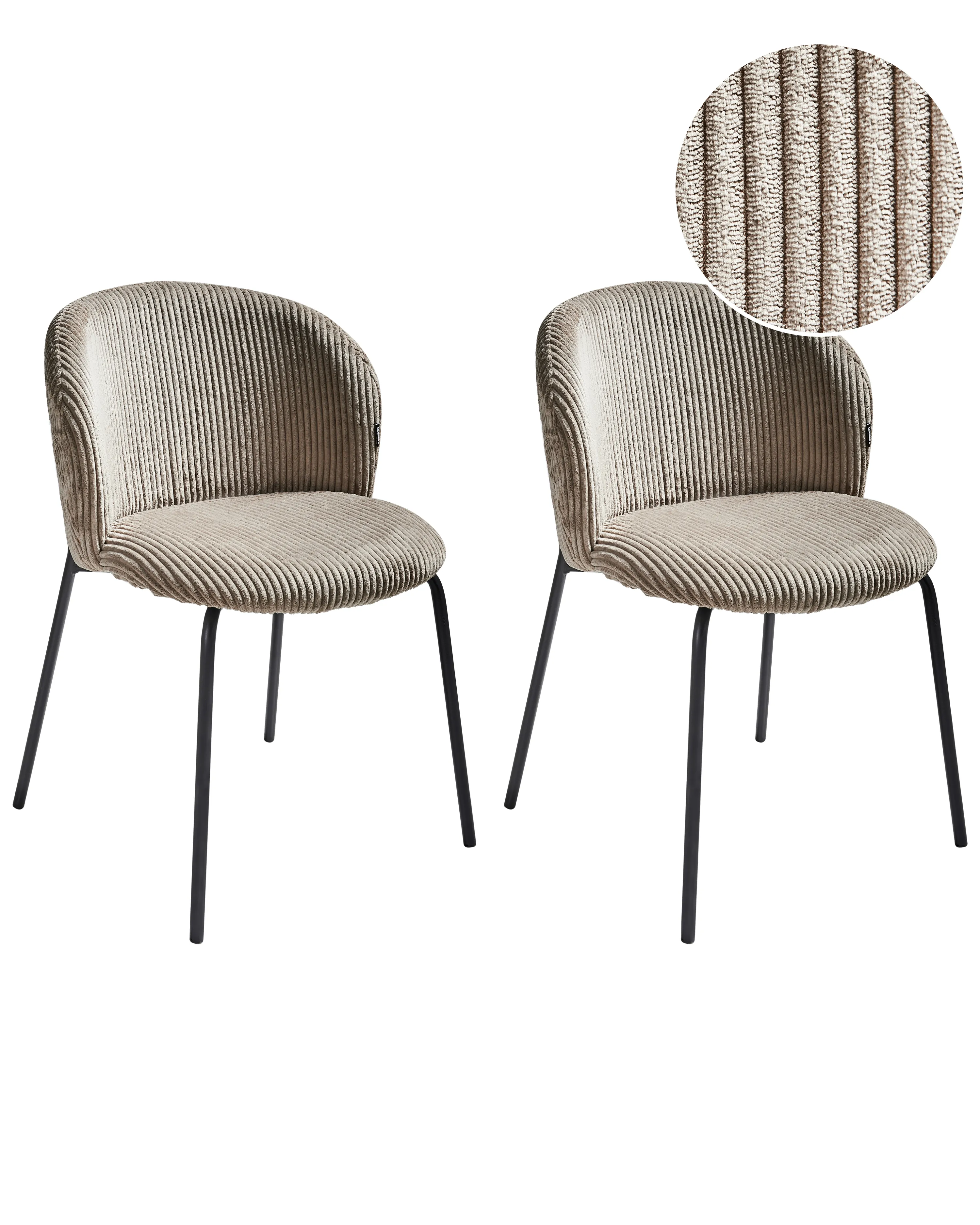 Set van 2 eetkamerstoelen MILES Corduroy Taupe