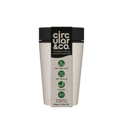 Recycled Travel Cup 8oz: Black and Cream