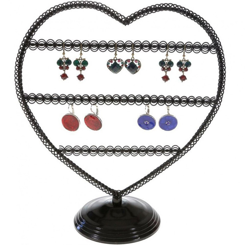 Porte bijoux porte boucle d'oreille amour (25 paires) Noir