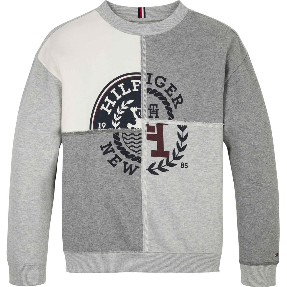 Køb Tommy Hilfiger Grey Heather Mix Monotype Spliced Printed Cn Sweatshirt