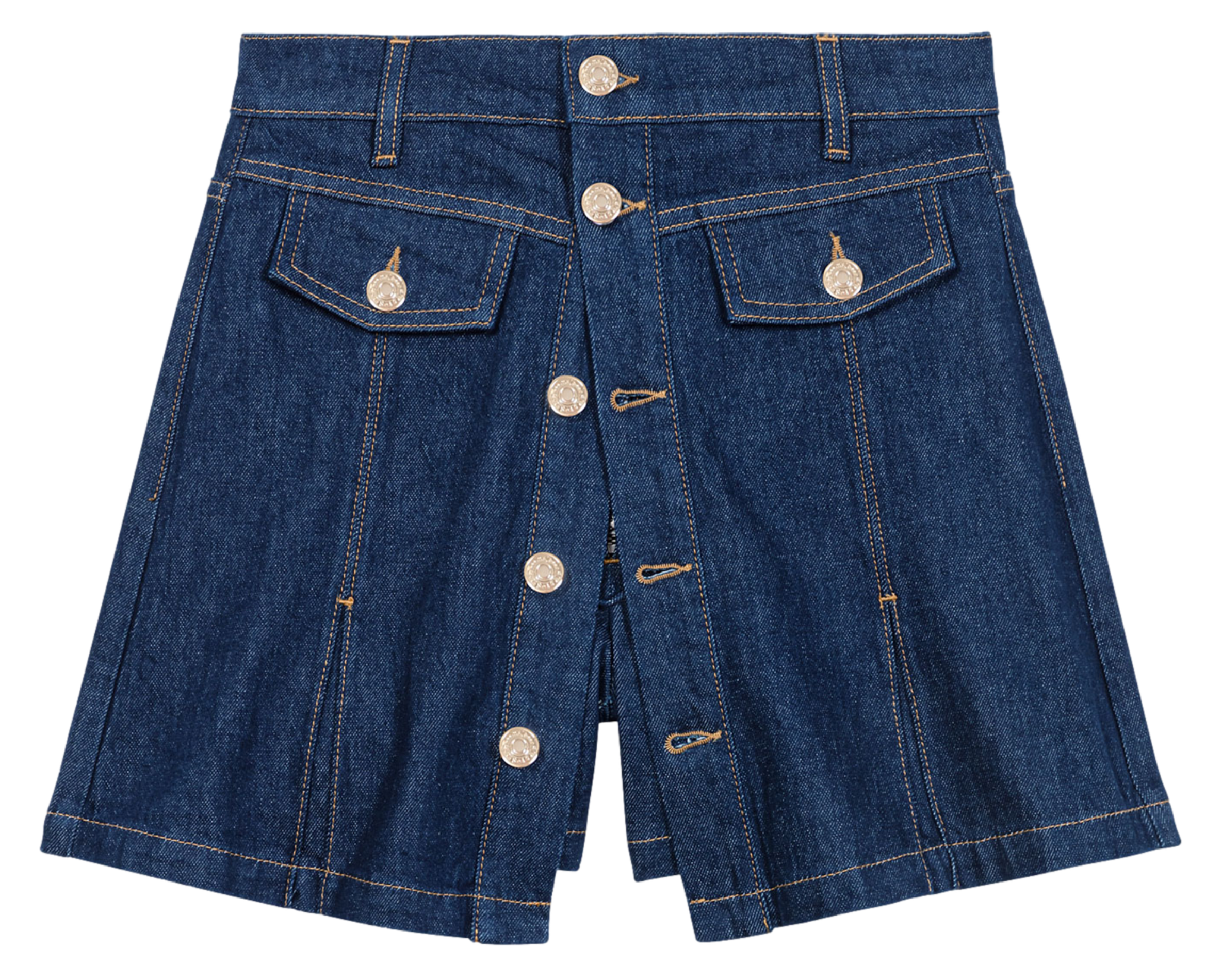 Short taille haute en coton mélangé | Bleu