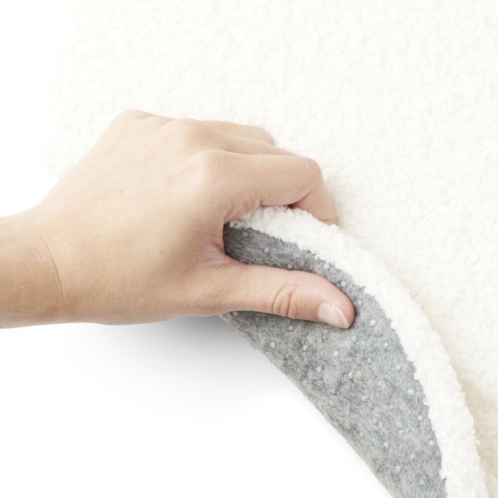 Galette de chaise en tissu bouclette blanc cassé Ø38 cm