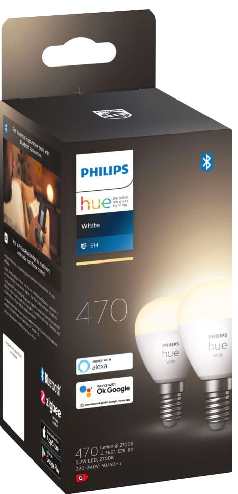 Philips Hue W 5,7W Lust E14 (2-pak)