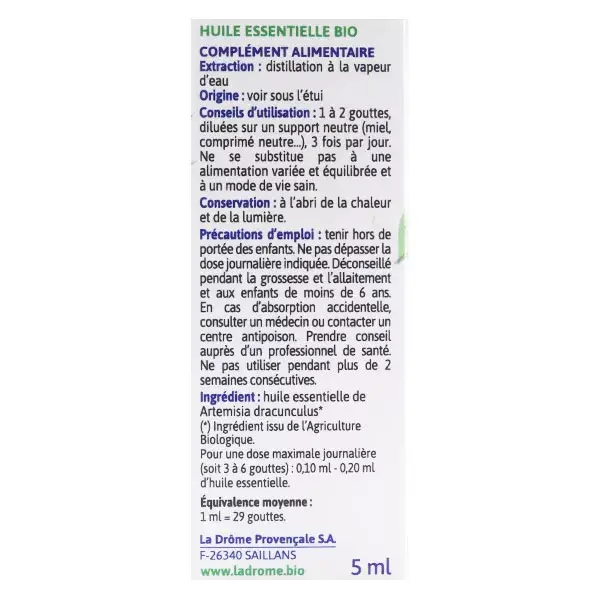 Óleo Essencial de Estragão Orgânico Ladrome 5ml