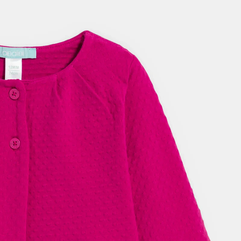 Gilet maille effet plumetis mauve bébé fille Rose