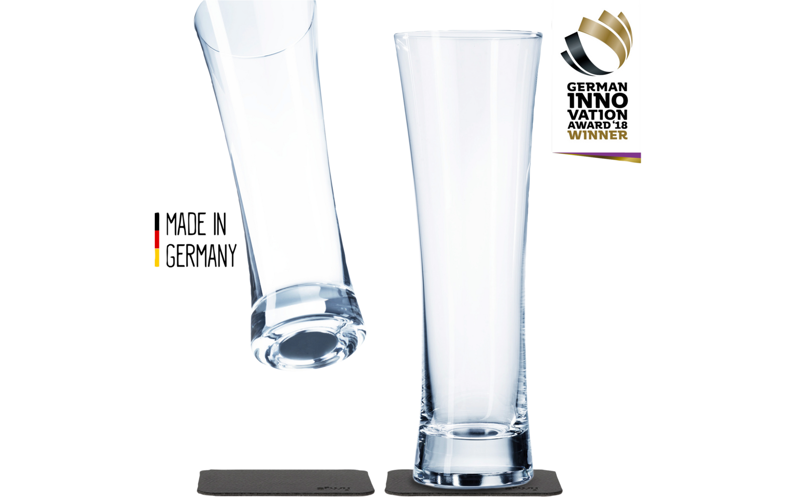 silwy® Magnet-Bier-Kristallgläser mit Untersetzer 4-tlg. (330 ml)