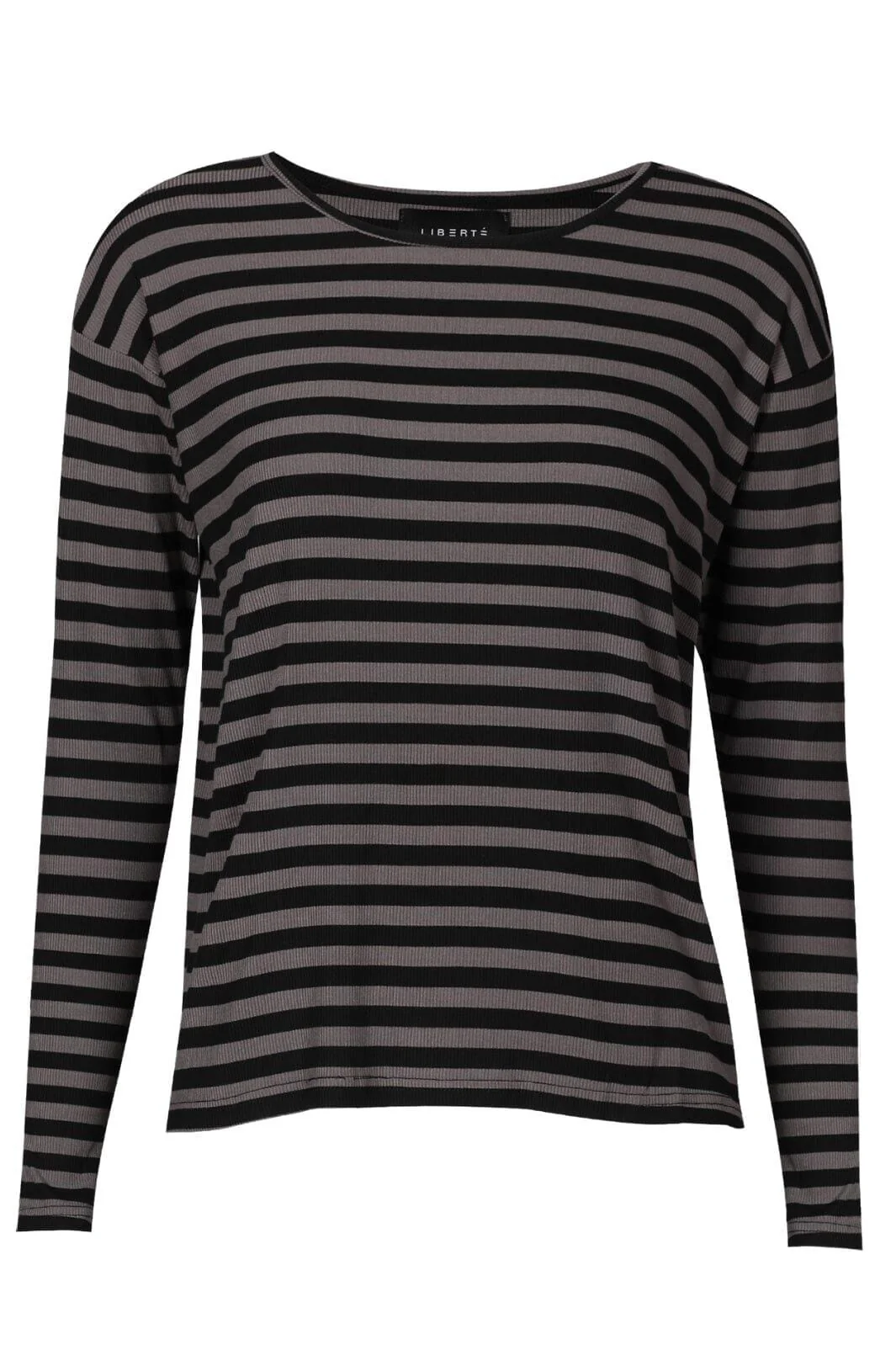 Liberte Natalia-Ls-Boxy-Blouse black dark grey stripe