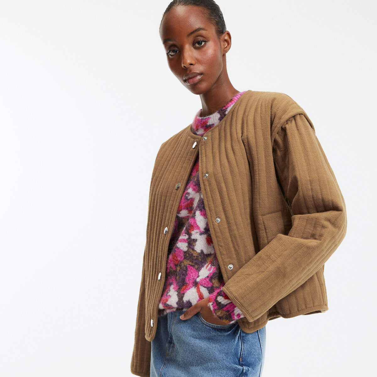 LA REDOUTE COLLECTIONS<br>Jaqueta curta de plumas com botões de pressão, para meia-estação