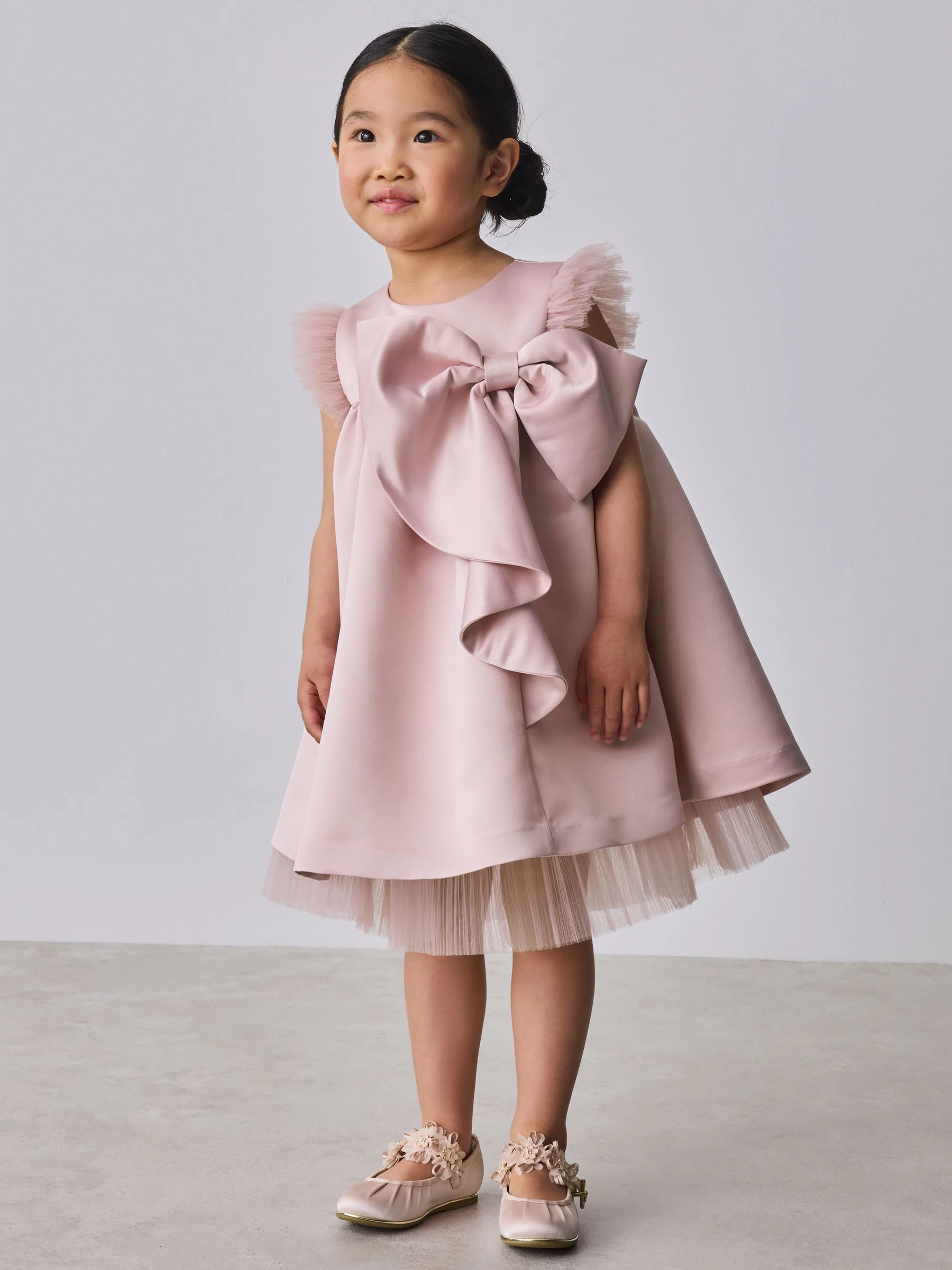 Baker by Ted Baker Pink Satin Bow Tulle A-Line Occasion Dress