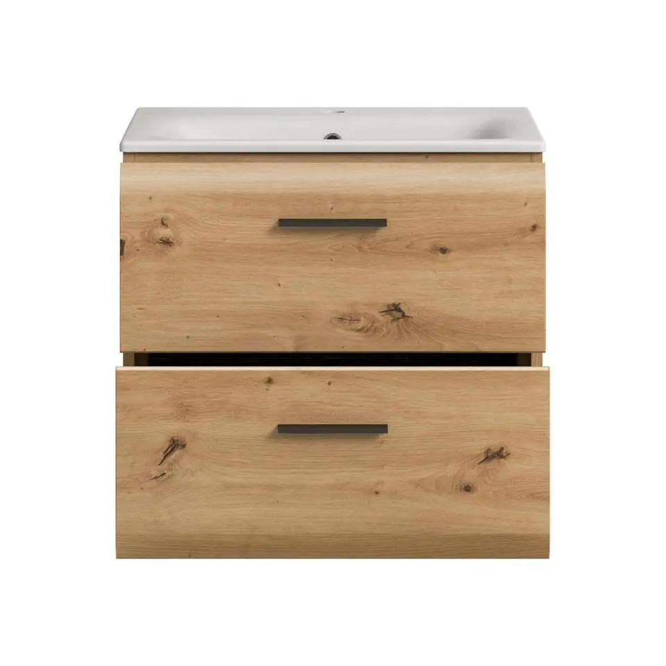 Hioshop Ice wastafel inclusief was 2 lades eiken decor