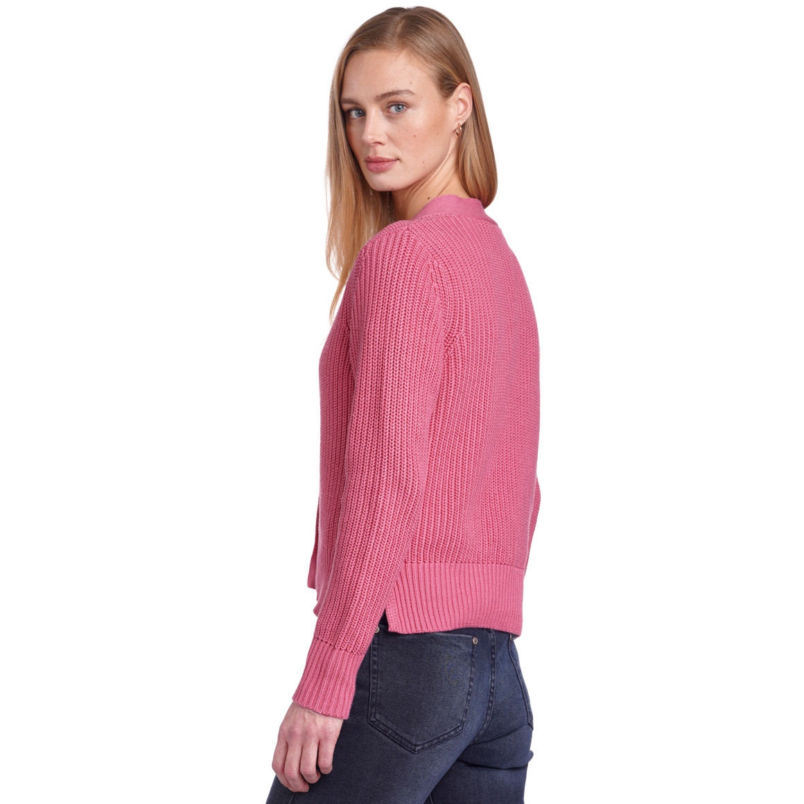 Jonas Nielsen Damen Strickjacke mit Knopfleiste pink