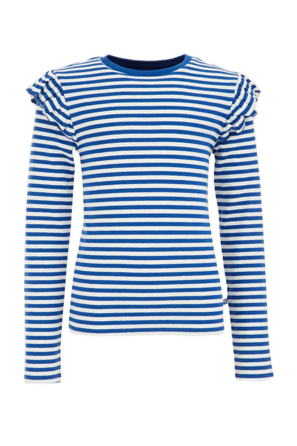WE Fashion gestreepte longsleeve blauw/wit