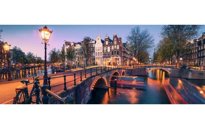 Puzzle Abend in AmsterdamPanorama-Puzzle