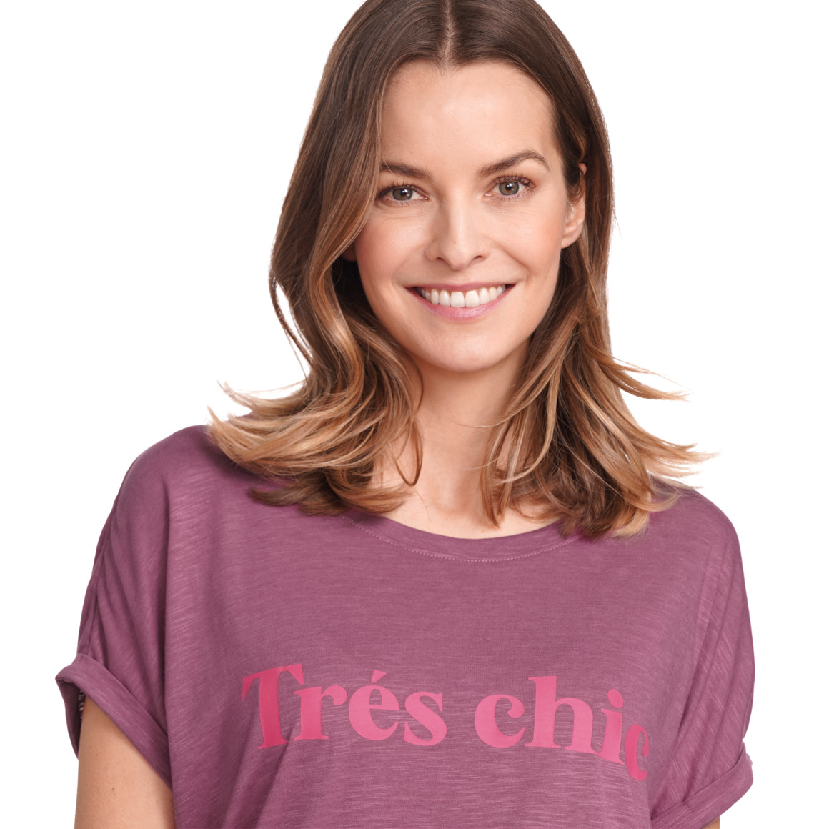 Gina Benotti Damen T-Shirt mit Print himbeer