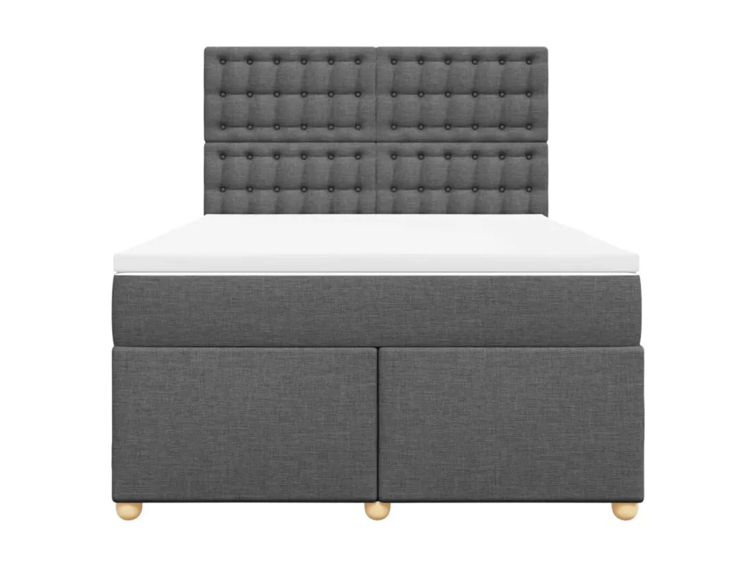 Sommier à lattes de lit avec matelas Gris foncé 160x200cm Tissu