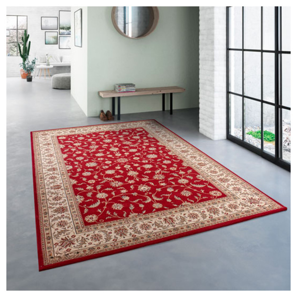 Tapis style persan en velours ras - kiana - rouge antique - 200 x 290 cm